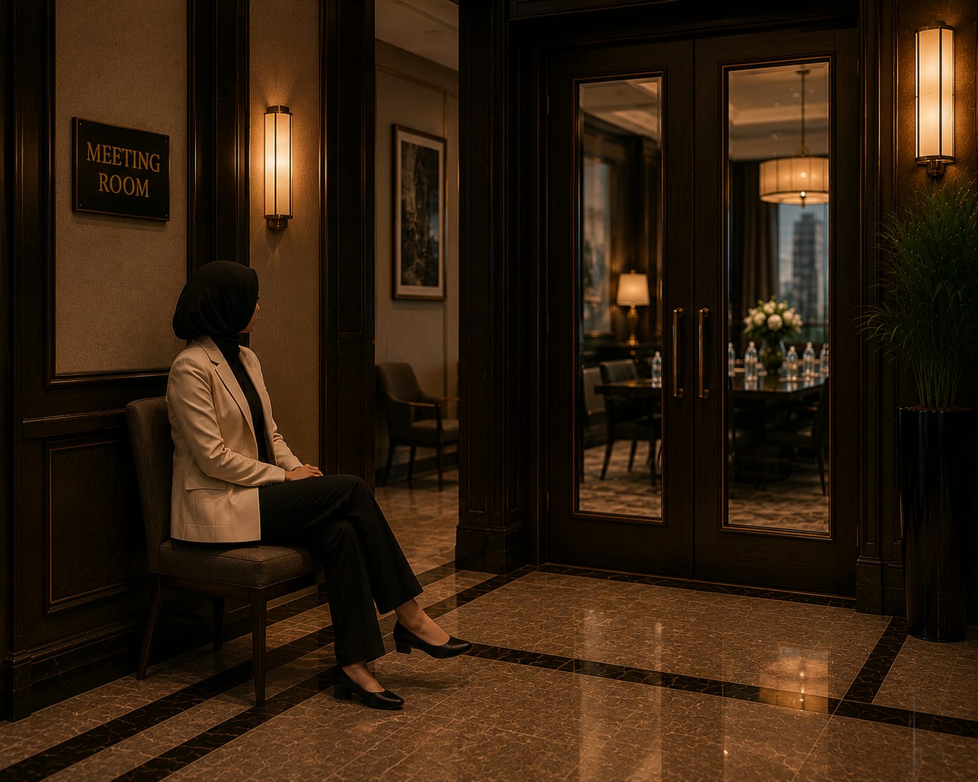 Protection professional at meeting room