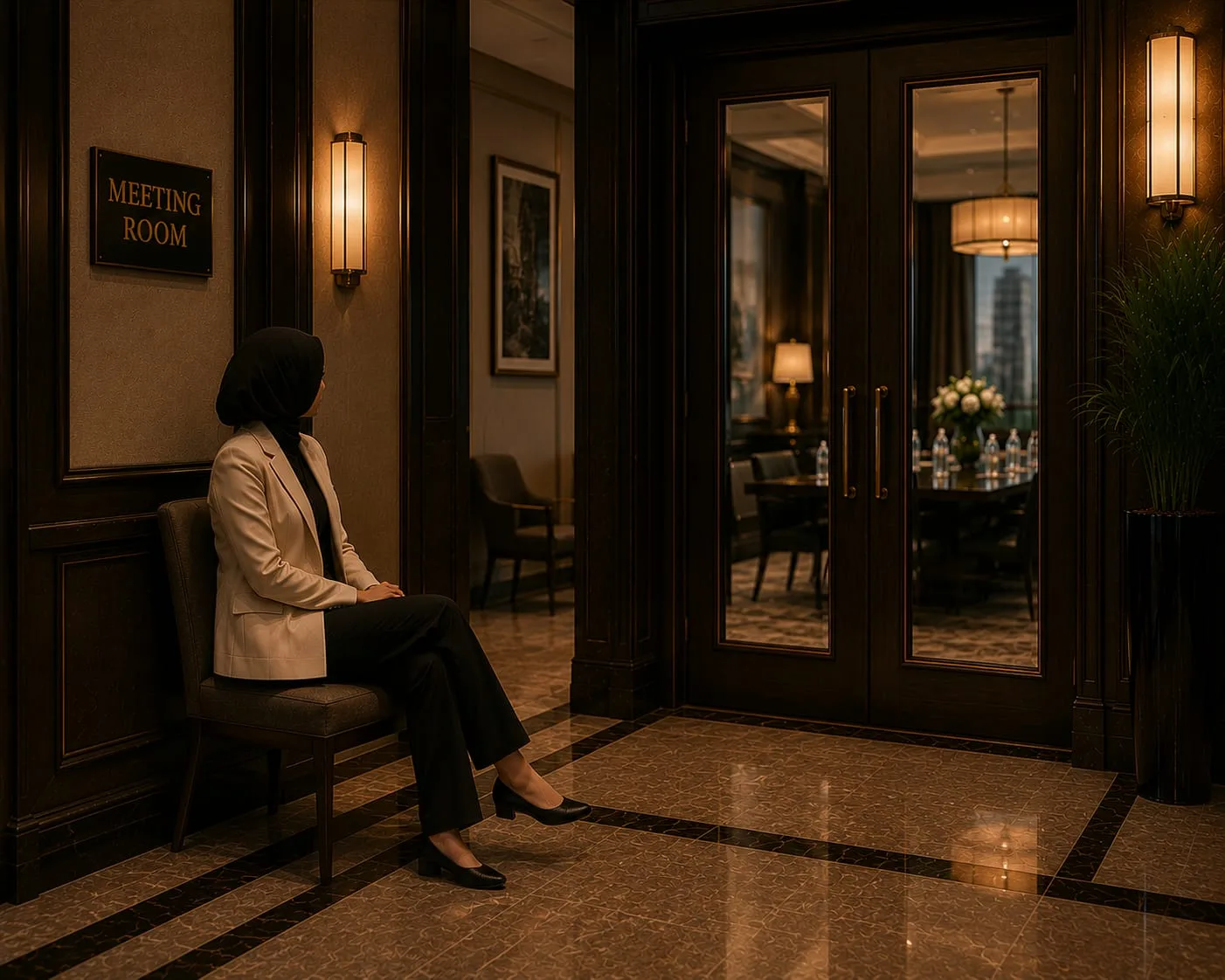 Protection professional at meeting room